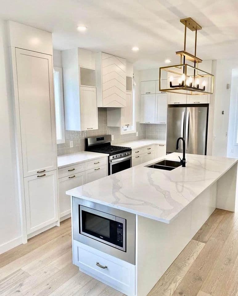 Finished kitchen remodel with custom island in London Ontario